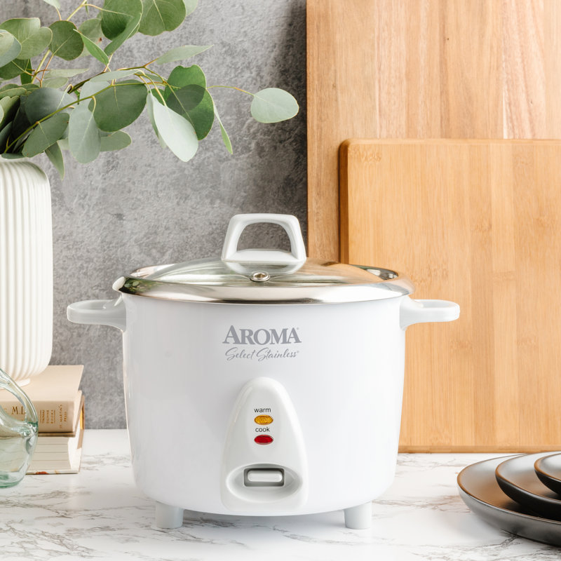 AROMA® Select Stainless® Pot Style Rice Cooker, Stainless Steel Inner Pot, Stainless steel, 14 cup