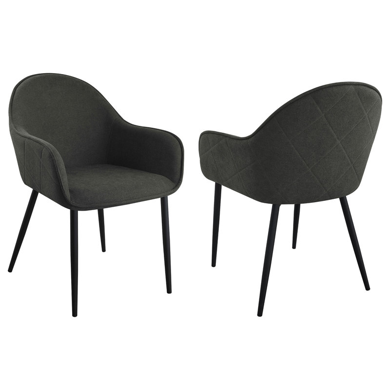 Chaise de salle à manger avec accoudoirs rembourrés Gresham (ensemble de 2), Gris anthracite