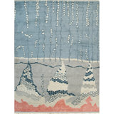 Multicolor Hand-Knotted Wool Abstract Mountainscape Geometric Modern Contemporary Carpet Rug