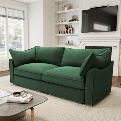 2 Seater Sofa With Pull Out Storage Drawers Under Each Seat, Crescent-shaped Armrests And Wraparound , Suitable For Small Living Rooms, Chenille