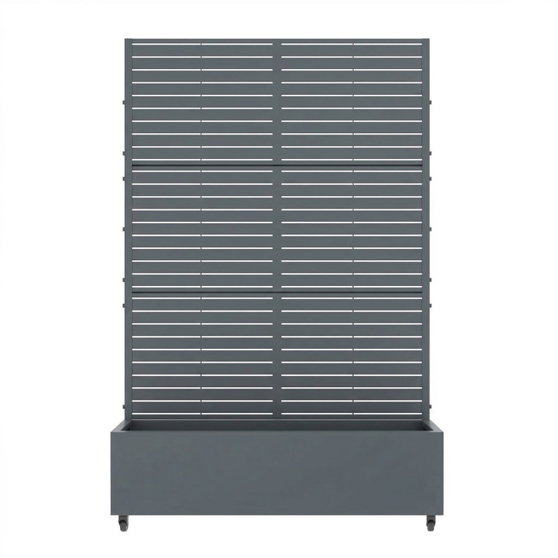 Lit de jardin en métal avec treillis et roues H 6 pi x l 4 pi - gris, H 73 po x l 47 po x P 16 po, Bleu gris