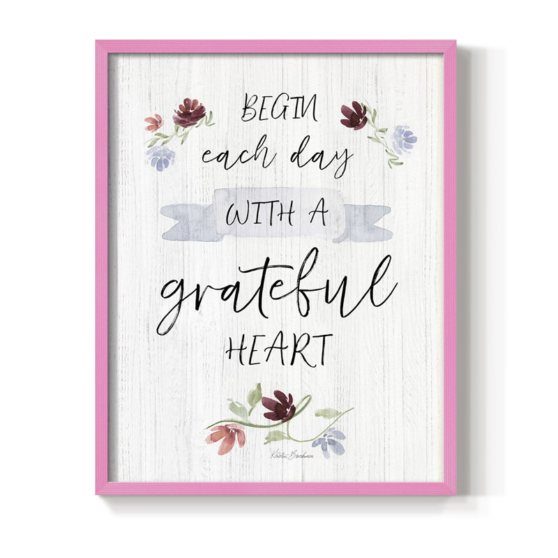 «Grateful Heart», reproduction encadrée - bois massif, H 21 po x l 17 po, Rose