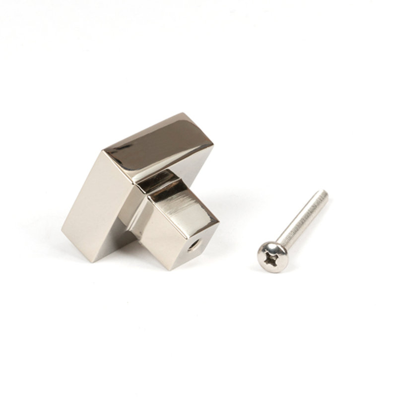 Square Knob, 3 cm, Polished Nickel