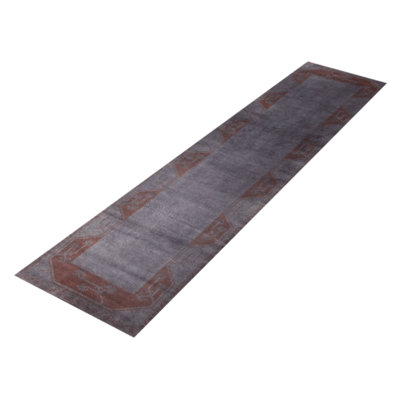 Tapis gris transitionnel noué à la main de conception unique 2 pi 8 po x 10 pi 6 po