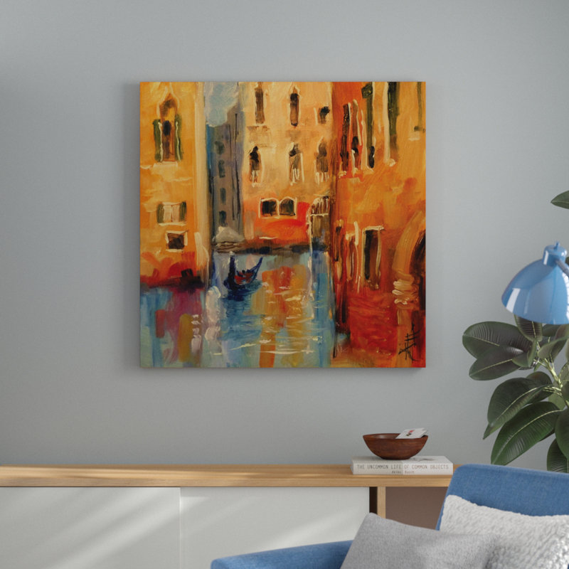 « venice ii », peinture, Toile tendue, H 40 po x l 40 po x P 1,5 po