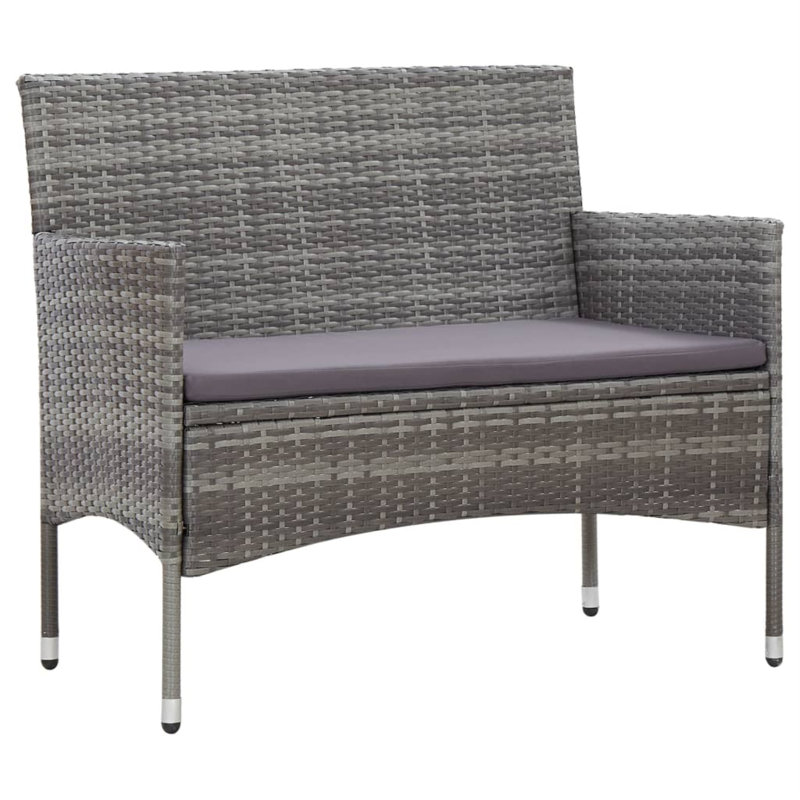 Chaise longue 4 pièces avec coussins, gris, gris
