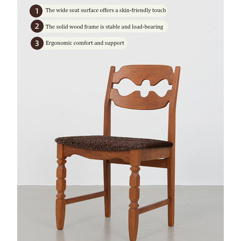 Chaise de salle à manger rétro et simple en bois d'hévéa