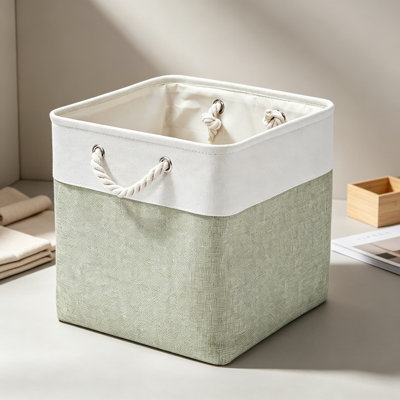 Bacs de rangement cubiques avec poignées, boîtes de rangement pliables en lin pour étagères, panier de rangement décoratif pour vêtements, jouets et livres