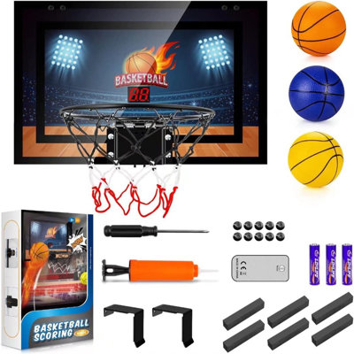 Indoor Over The Door Mini Basketball Hoop With Electronic Scoreboard, 3 Balls & Batteries, Ideal Sports Toy Gifts For Boys Ages 8-12