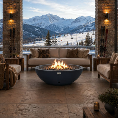 100K  BTU Rose Bowl Fire Pit Propane Dark Grey