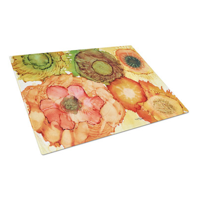 Caroline's Treasures Tempered Glass Abstract Flowers Blossoms Cutting Board