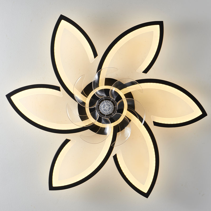Plafonnier moderne à DEL avec design tourbillonnant décoratif, lampe de ventilateur écoénergétique, élégant luminaire noir et blanc pour le salon, la chambre à coucher ou le bureau