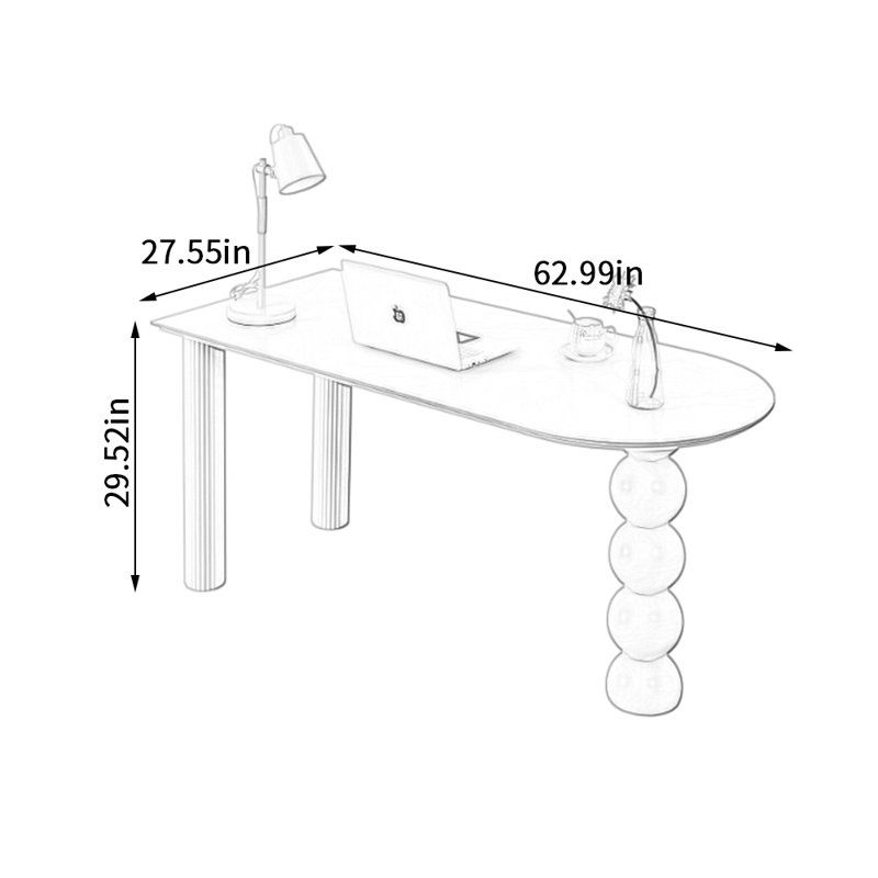 Bureau d'écriture French Rocky, H 29,52 po x l 62,99 po x P 27,55 po, Blanc