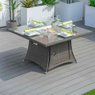 Carnelian Square Aluminum Propane Smokeless Fire Pit Table with Hidden Fuel Tank
