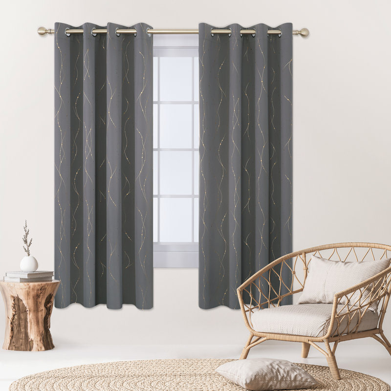 Blackout Curtain Pair, 117cm W x 183cm D, Light Grey