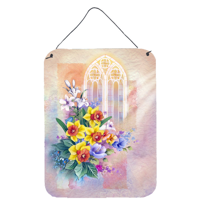 Décoration murale fenêtre d'églises et jonquilles