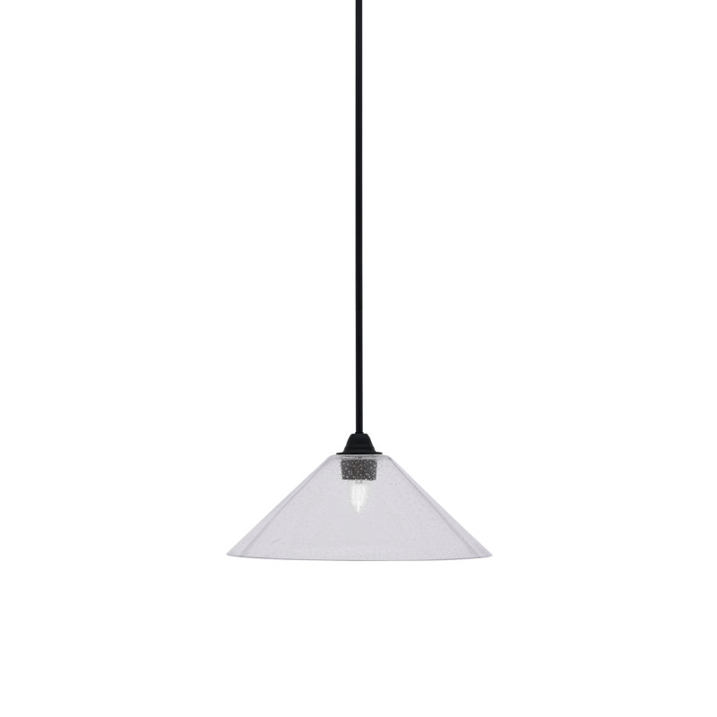 Luminaire suspendu Paramount, fini noir mat avec verre transparent de 16 po