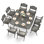 Ensemble de salle à manger 9 pièces pour l'extérieur pour 8 personnes, ensemble de salle à manger de patio en aluminium coulé toutes saisons - grande table carrée de 64 po et 8 chaises, ensemble de table de patio et chaises pour jardin, trou pour pa