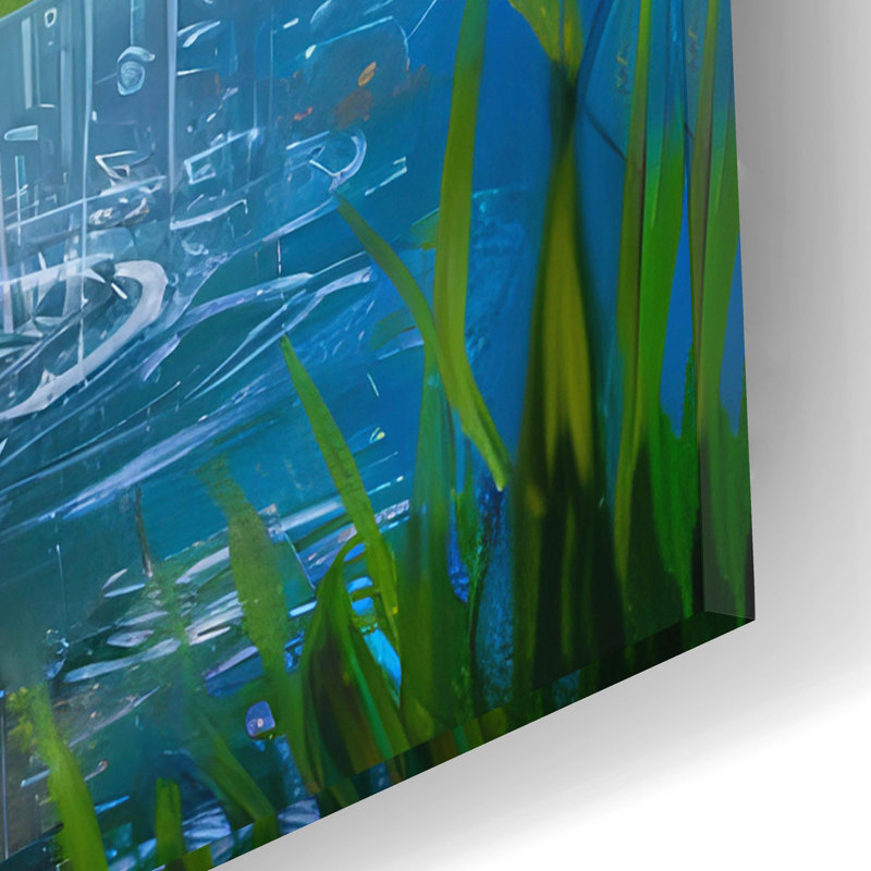 Art mural en verre épique «Baby Croc Going To School» par Andreas Magnusson, H 16 po x l 12 po x P 0,13 po