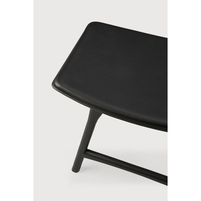 Osso 19.7" Short Stool, Varnished Black, Black