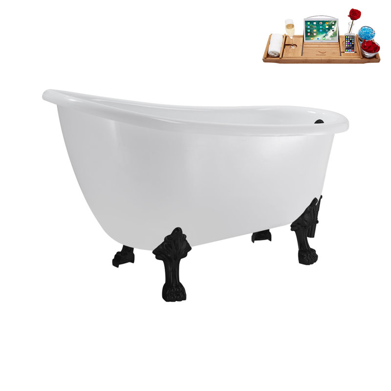 53.1'' x 25.6'' Soaking Acrylic Bathtub, Matte Black, Matte Black