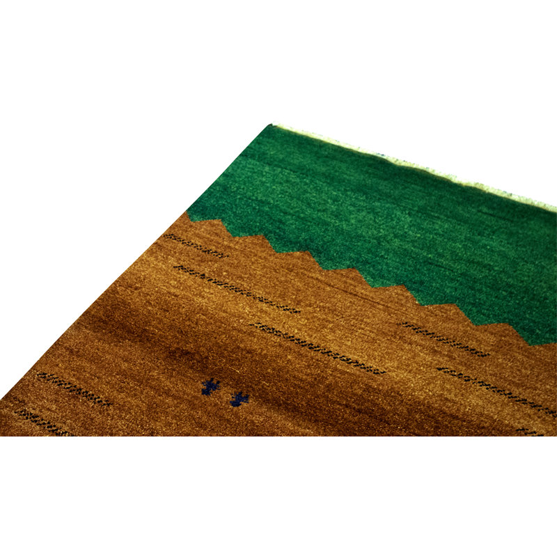 Tapis rouille et vert noué à la main de haute qualité