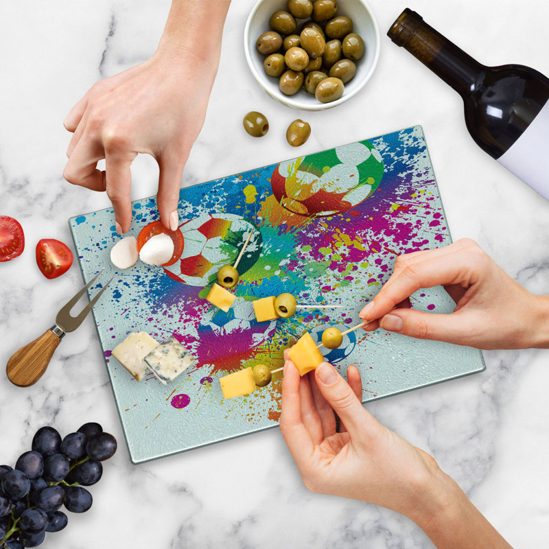 Multicolore planche à découper en verre trempé Ambesonne Soccer