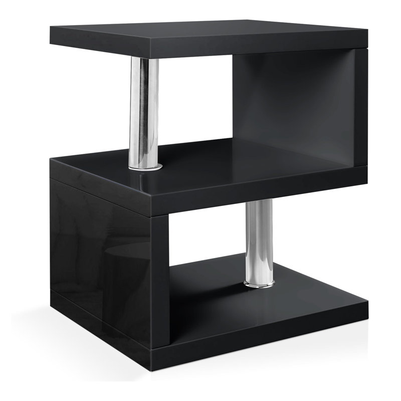 Cheo 44cm W Manufactured Wood Bedside Table, Black