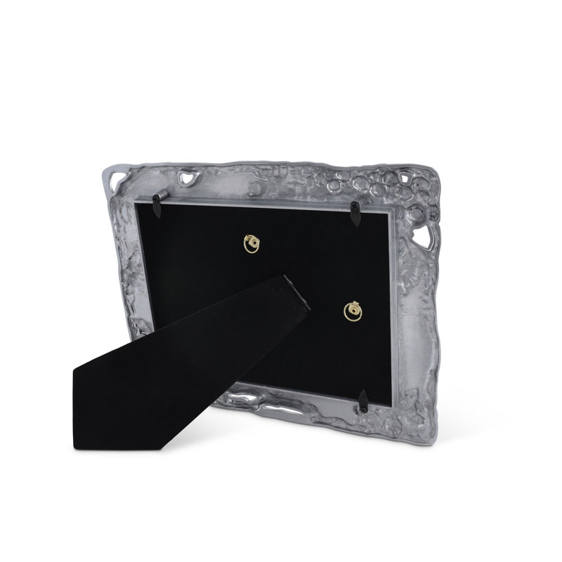 Classic Silver Aluminum Tabletop Picture Frame with Grape Design