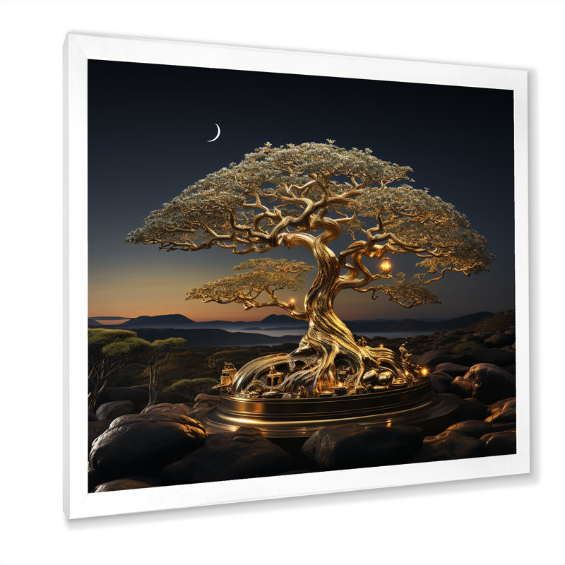 Bonsai force sur une impression sur toile, Cadre simple blanc, H 16 po x l 16 po x P 1 po