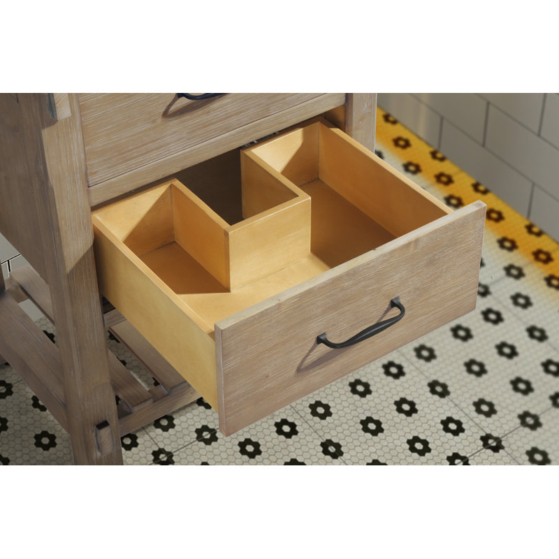Marina Weathered Fir 24" Single Bathroom Vanity with Ceramic Top