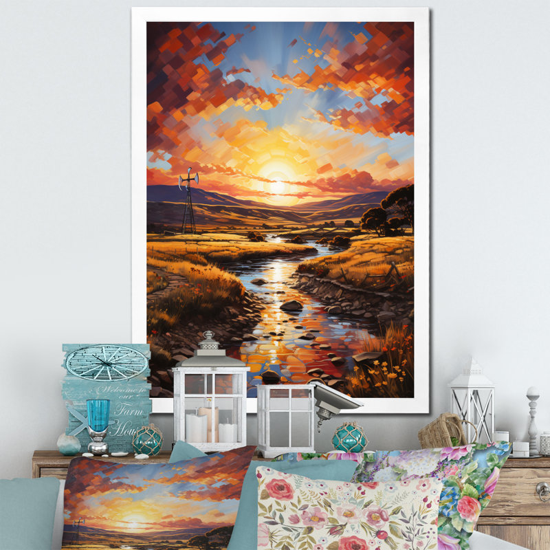 «Wind Turbines Whirling Skies I», reproduction sur toile, H 32 po x l 24 po x P 1 po, Cadre simple blanc