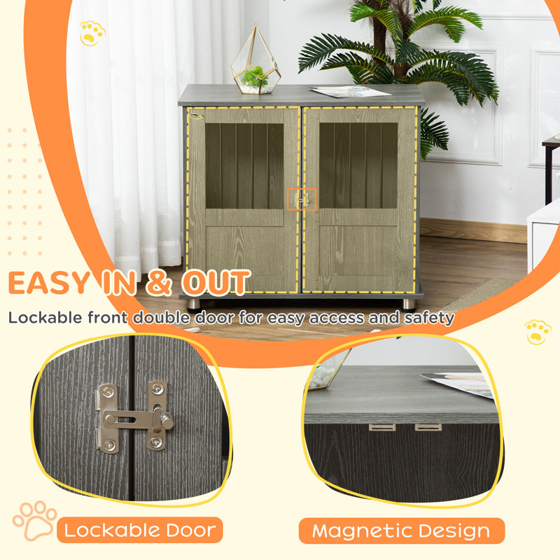 Furniture Style Crate with 2 Doors, Grey