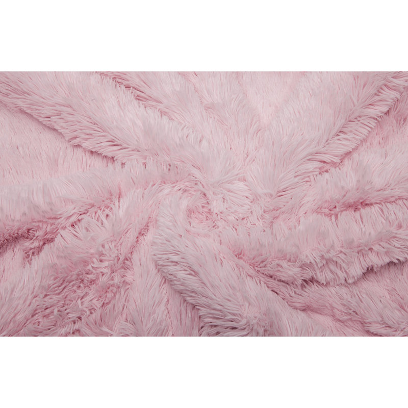 Long jeté en imitation fourrure de type sherpa à poil long très élégant Shaggy, l 50 po x L 65 po, Rose poussière