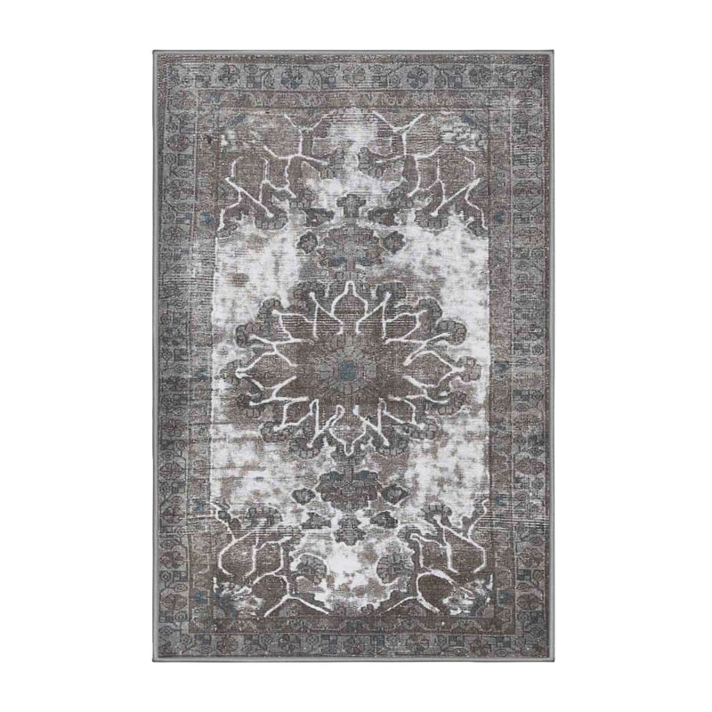 Tapis traditionnel noir / bleu Akshay, Rectangle 5 pi x 7 pi