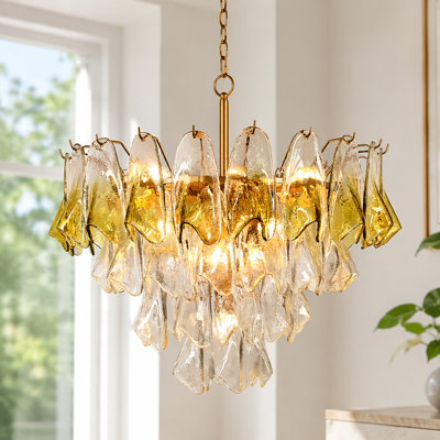 17-Light 33.5" W Empire Accent Chandelier with Two-Tone Glass