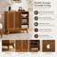Buffet Mid-Century moderne en rotin avec tablette réglable et trou de gestion des câbles, brun-133246585
