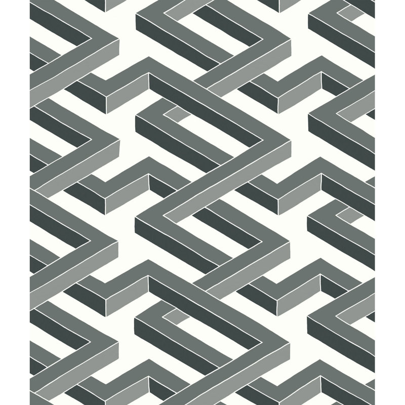 Luxor Geometric Wallpaper Roll, Black/White