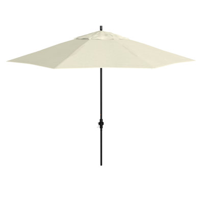 Parasol de patio noir mat 11 pieds avec nervures en fibre de verre et collier inclinable sur toile Pacifica
