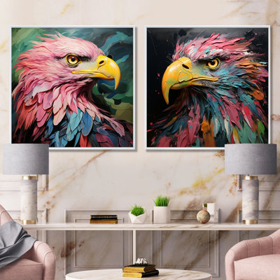 Matisses Soar Colorful Eagle Portrait I - Eagle Wall Art Prints Set Of 2