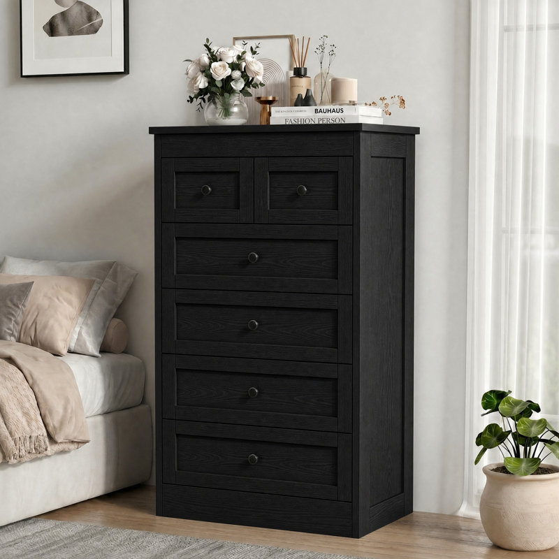 Cenirel 23.6'' W 6 - Drawer Dresser, Black