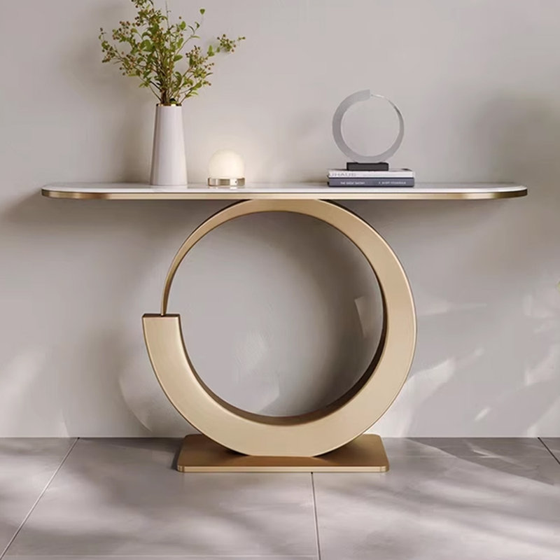 Console moderne moderne de luxe simple, Doré, H 31,5 po x l 59 po x P 11,8 po