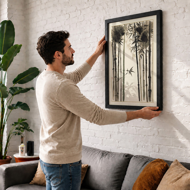 Bamboo Grove Japandi - Framed Print, Unframed, A4 - 29.7 x 21.0 cm