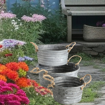 Sorensen 3 Piece Galvanized Planters