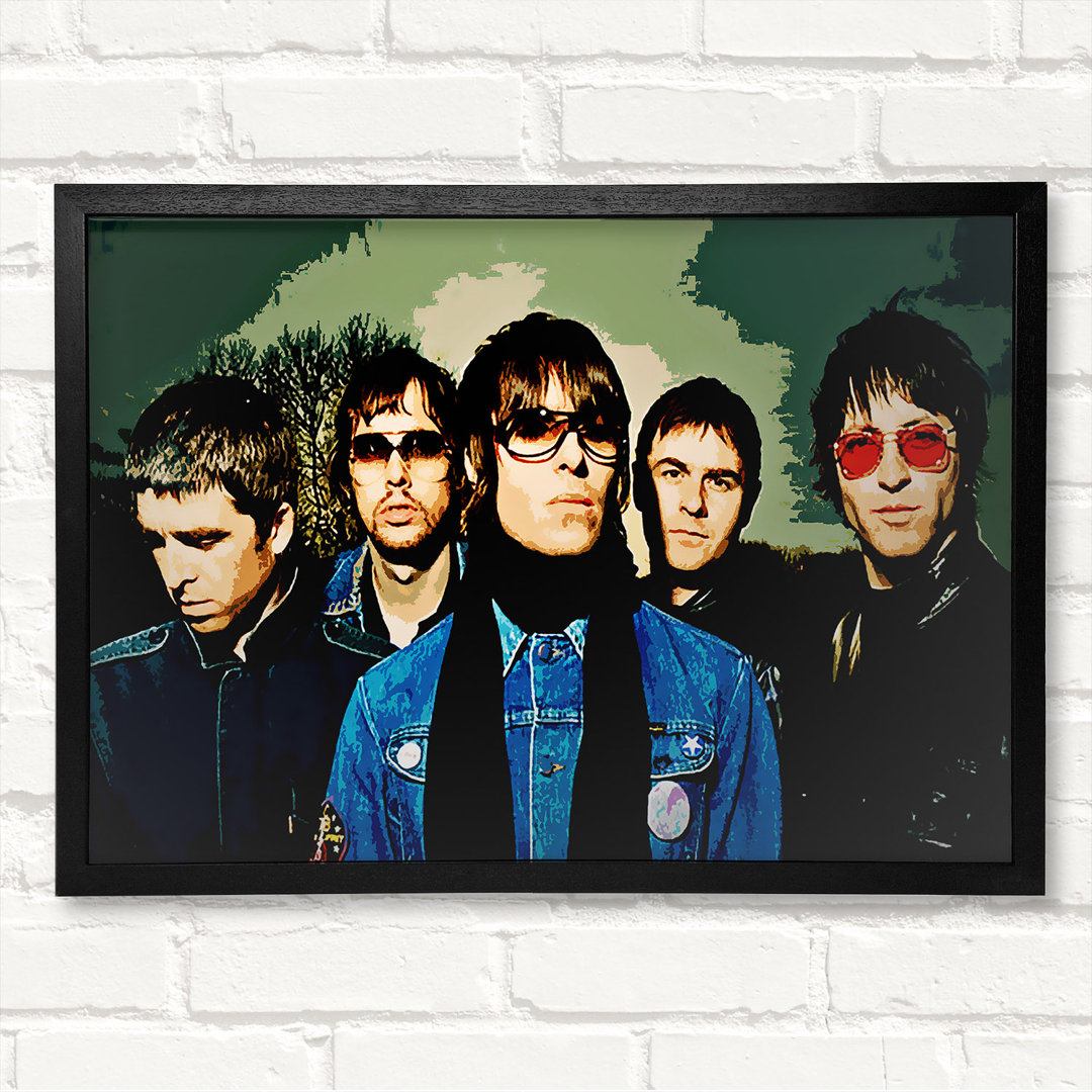 Oasis Pop Art Colour - Geschlossene Ecke Rahmen Kunstdrucke auf Holz