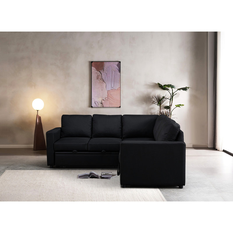 Lit modulaire en noir - Espace pour les petits espaces Confortable avec coussins moelleux Attelle en bois massif multi-couches 5 places de salon, dortoirs, bureaux Espaces de dortoir économes