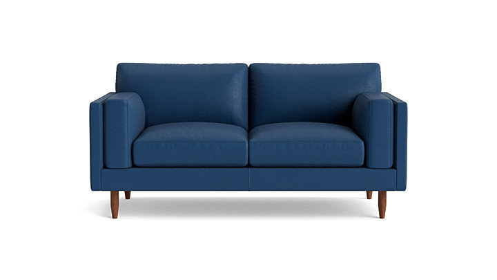 Skinny Fat Leather Sofa (95"), Leather - Deep Blue