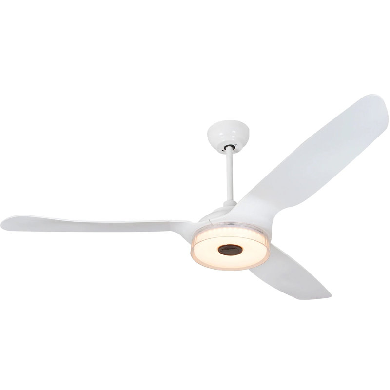 Ventilateur de plafond intelligent d'intérieur / extérieur Fletcher de 60 pouces, ensemble d'éclairage à DEL à intensité variable et télécommande, fonctionne avec l'assistant Google, Amazon Alexa et les raccourcis Siri.