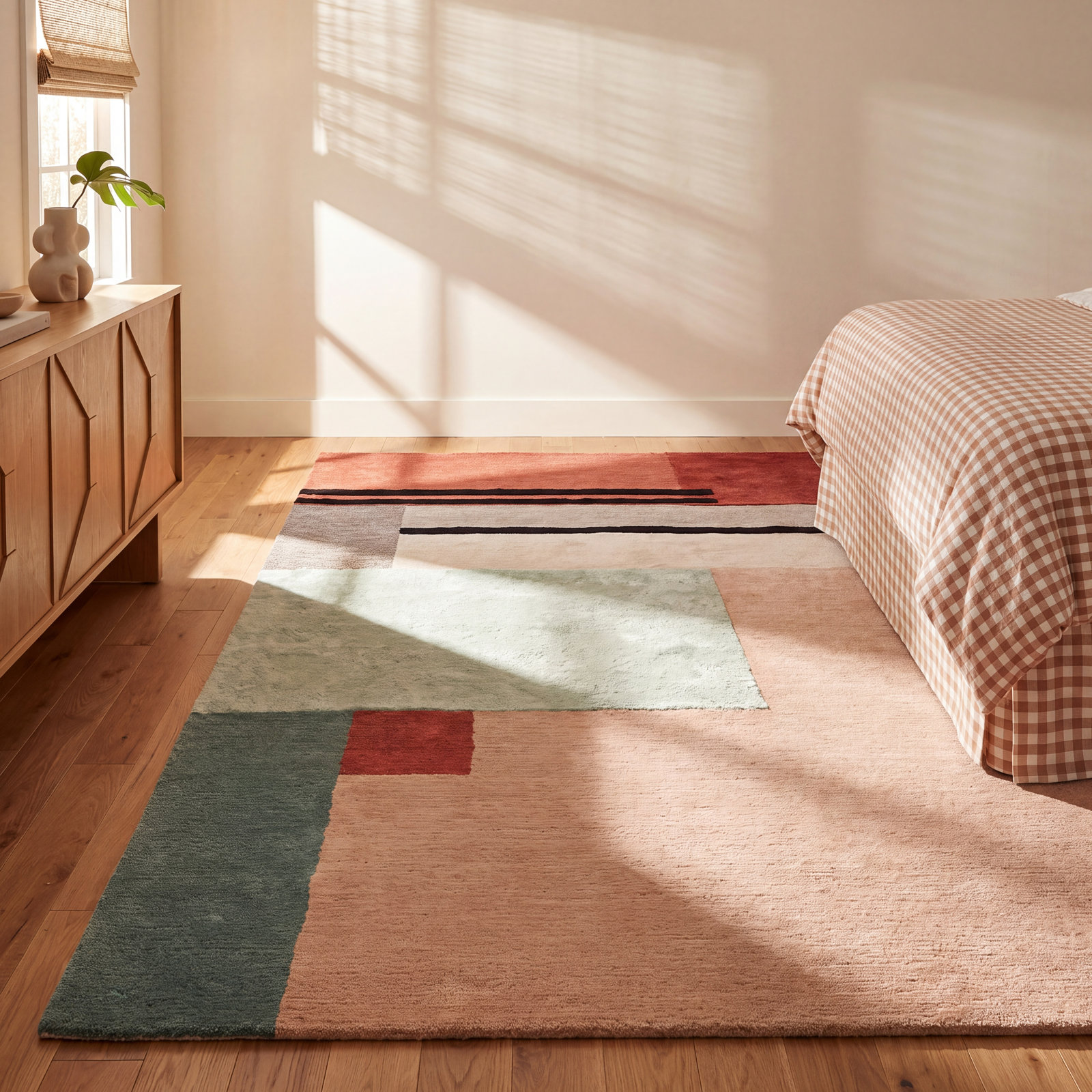 Runway Beige Hand-Tufted Geometric Rug, Rectangle 8'10" x 12'9"