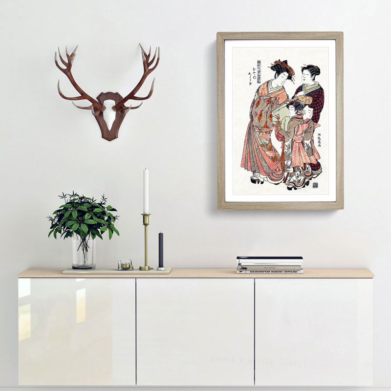 Courtesan Shiratama by Isoda Koryusai - Picture Frame Painting Print, Oak Framed, 36cm H x 27cm W x 2cm D